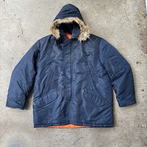 Golden Fleece Snorkel N3B Parka Jacket Navy Blue Nylon Toggle Sz 46 Scovill Zip